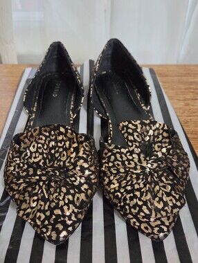 Torrid Black Flats with Gold Metallic Leopard Print